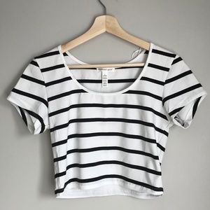 White and Black Crop Top